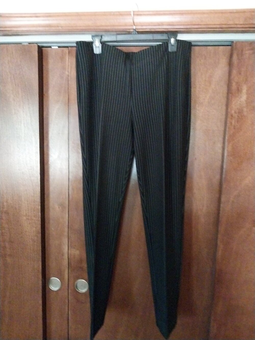 Chico's slacks, black with white pin stripe